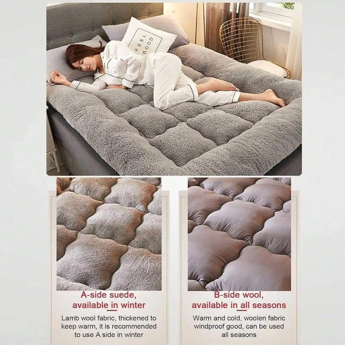Japanese Floor Futon Mattress and Fluffy Roll Up Bed
