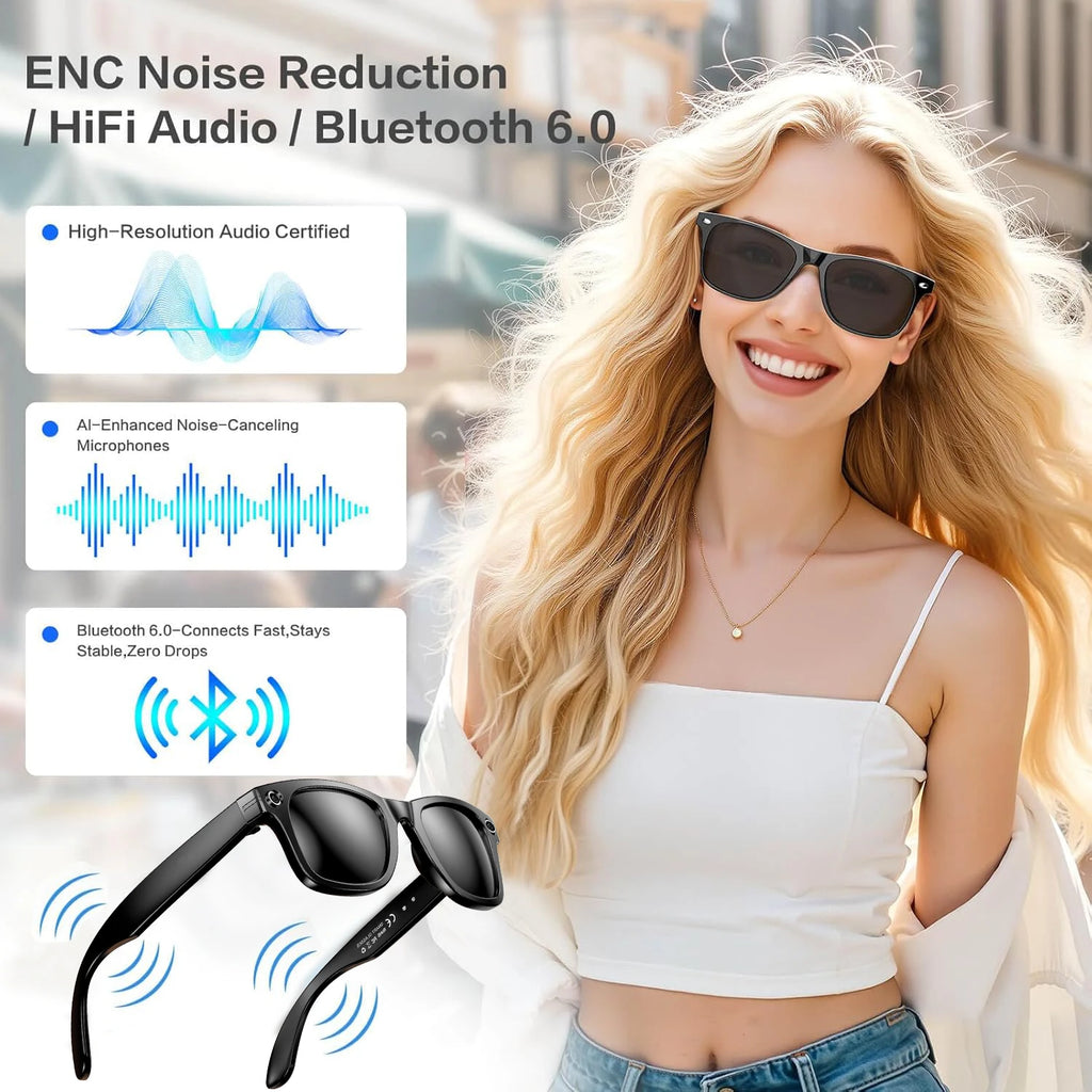 Men's AI Smart Glasses with Dual Camera and Bluetooth W610