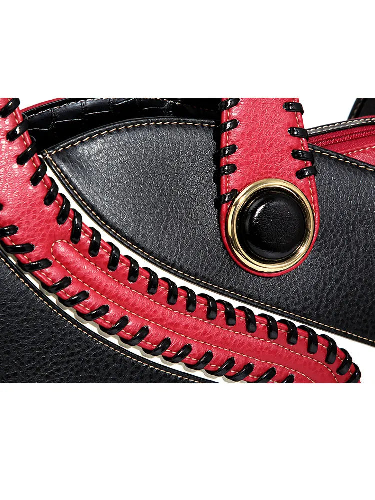 Women's Large Capacity Leather Top Handle Crossbody Bag