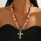 Women's Trendy Bohemian Fish Coral Beaded Wrap Pendant Necklace