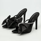 Women's Crystal Rhinestone Bow Thin Heel Slippers