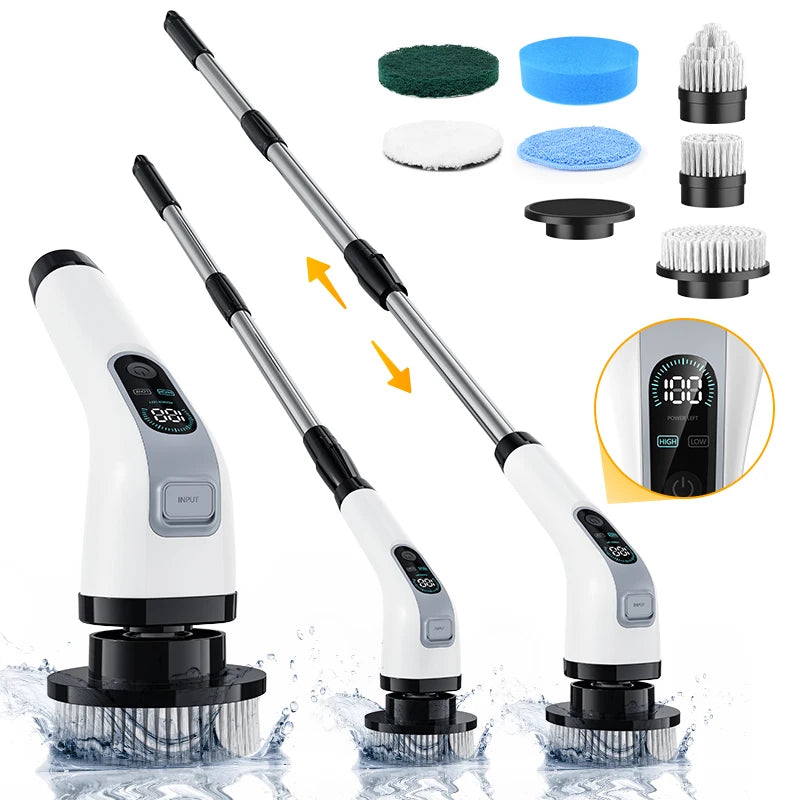 Cordless Electric Spin Scrubber with Extension Handle A11