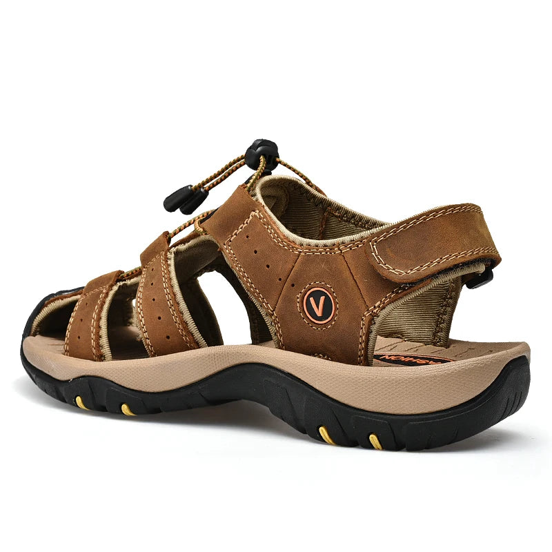 Men's Casual Outdoor Leather Sandals Roman Beach Shoes