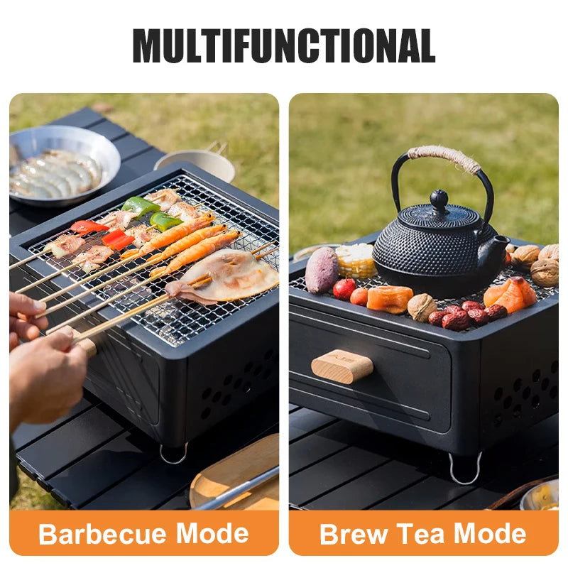 Portable Charcoal Barbecue Grill and Outdoor Camping Stove