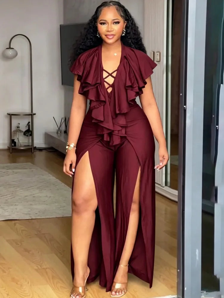 Women's Wide Leg Jumpsuit High Waist Casual Black
