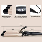 Triple Barrel Ceramic Hair Waver Curling Iron Temperature Control Styling Tool