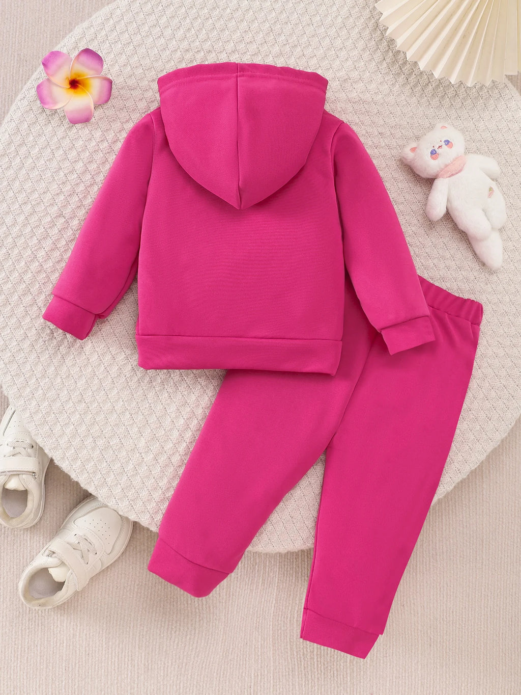 Baby Girls' Leopard Heart Print Hoodie Sweatpants Two-Piece Set