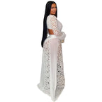 Women's Sexy Hollow Out Bodysuit and Long Skirt Two Piece Set