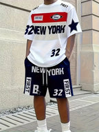 Men's 3D Print Round Neck T-Shirt and Shorts Set