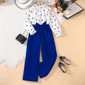 Girls' Long Sleeve Shirt Wide Leg Pants Two-Piece Set CF7037
