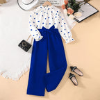 Girls' Long Sleeve Shirt Wide Leg Pants Two-Piece Set CF7037