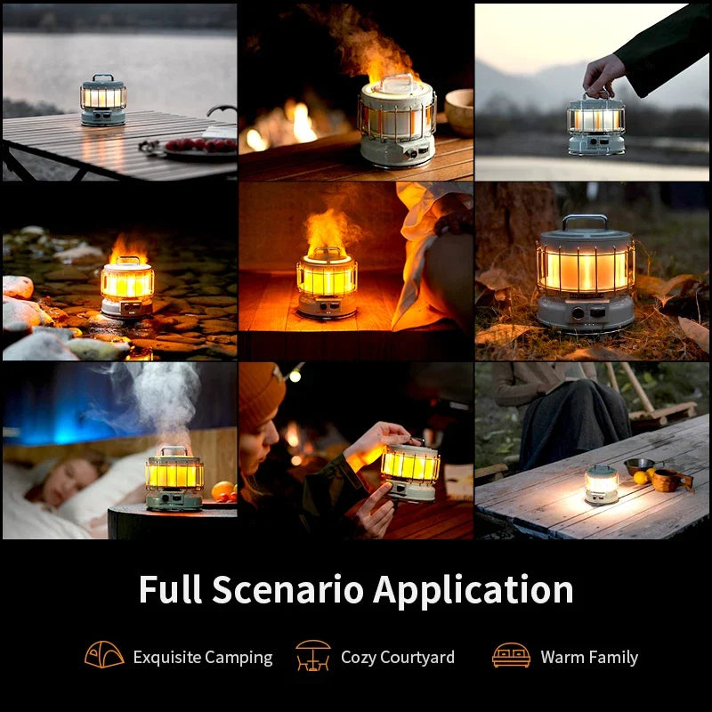 Vintage 3-in-1 Rechargeable Camping Lantern with 9600mAh Power Bank