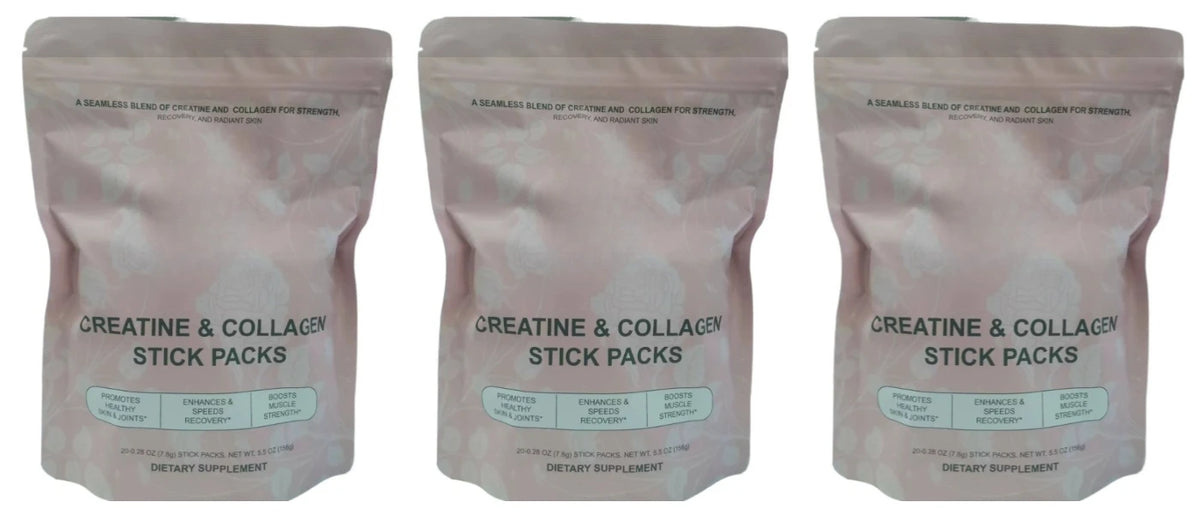 Creatine Collagen Powder Sticks Strength Recovery Supplement 20 Servings
