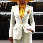 Women's Velvet Notch Lapel Slim Fit 2 Piece Pants Suit