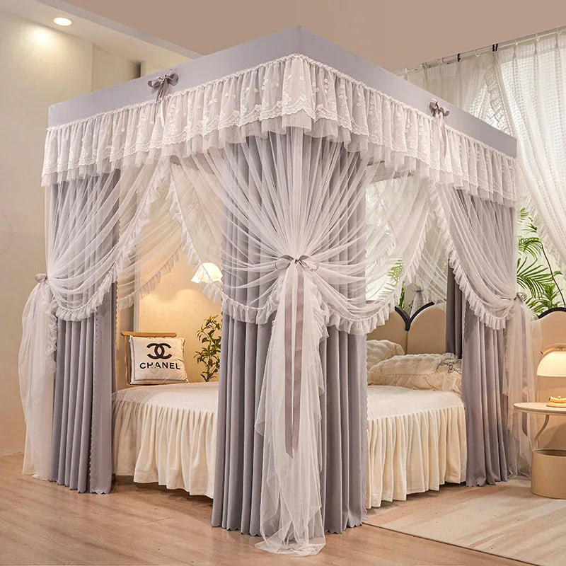 Princess Palace Style Blackout Mosquito Net Bed Canopy with Triple Doors