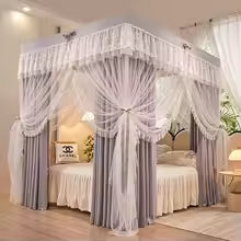 Princess Palace Style Blackout Mosquito Net Bed Canopy with Triple Doors