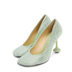 Women's Fuzzy Round Toe Wine Glass High Heel Pumps