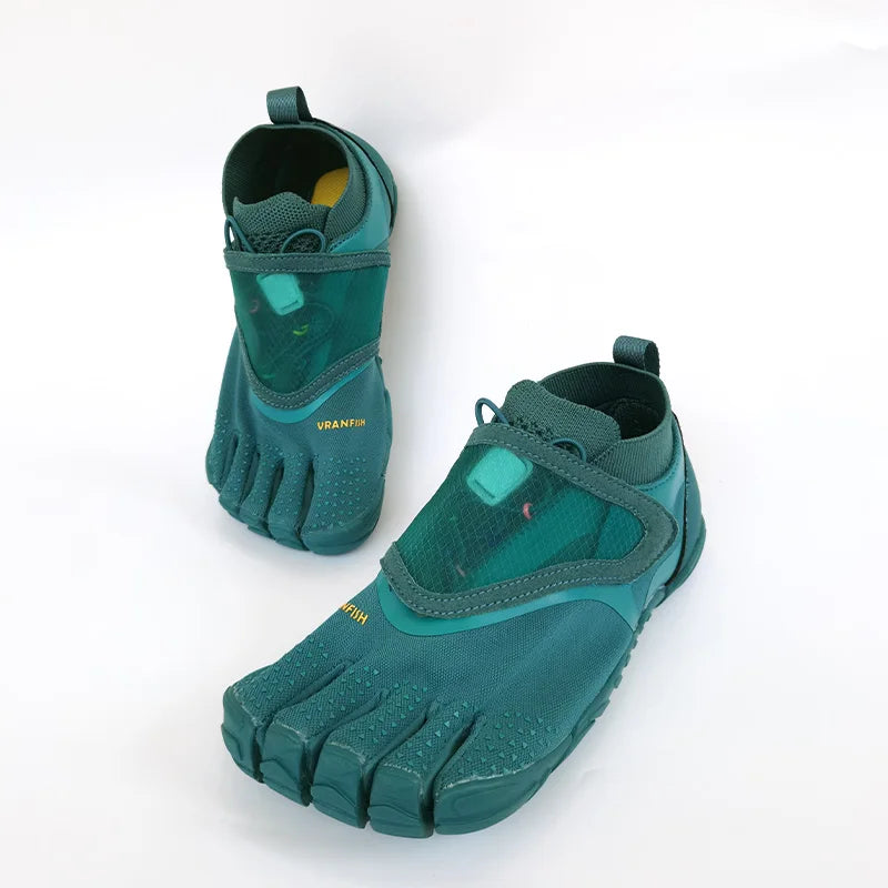 Unisex Cotton Five-Finger Athletic Shoes Hook & Loop Patchwork Sneakers