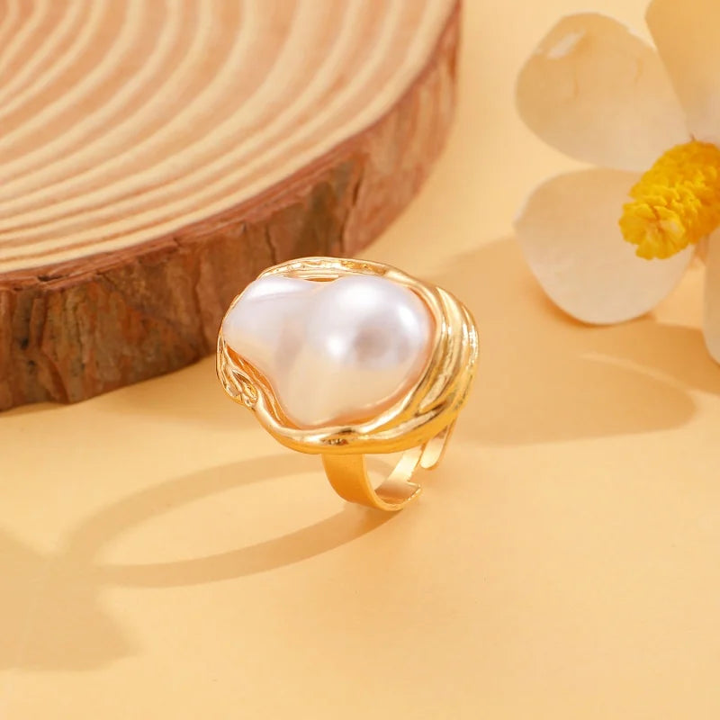 Women's Fashion Baroque Imitation Pearl Torque Necklace Jewelry Set