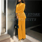 Women's Double Breasted Velvet Blazer Pants Suit