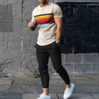 Men's 3D Print Round Neck T-Shirt and Shorts Set