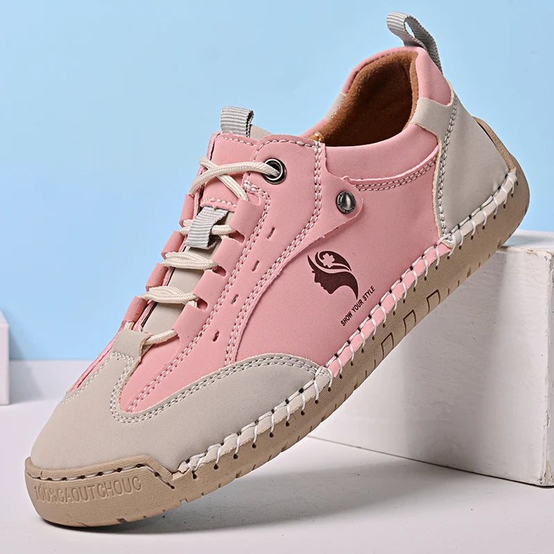 Women's Handmade Leather Casual Shoes British Style Retro Sneakers