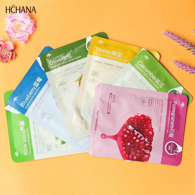 30pcs Fresh Fruits Facial Mask Set Moisturizing Hydrating Skincare