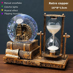 Vintage Luminous Snow Globe and Retro Hourglass Ornament