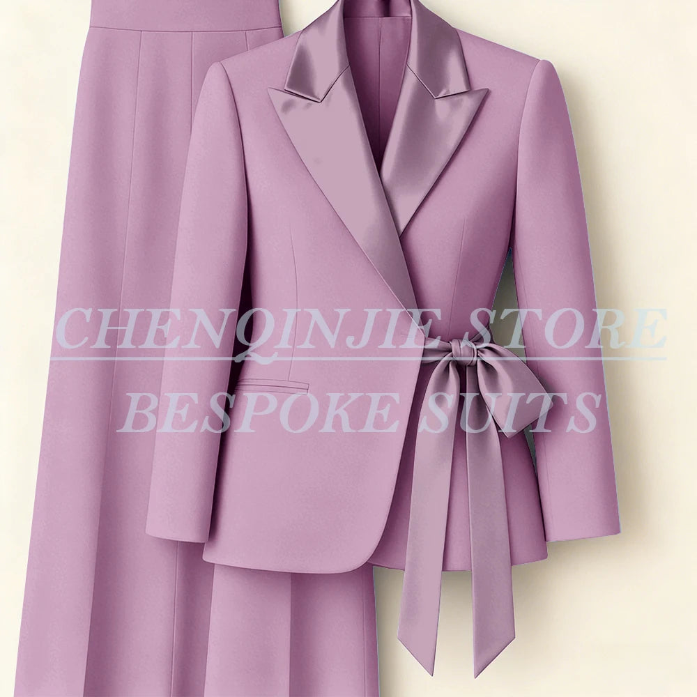 Women's Tailored Blazer Wide Leg Pants Suit
