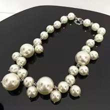 Women's Fashion Elegant Big Imitation Pearl Bead Choker Necklace