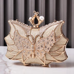 Hollow Butterfly Evening Clutch Bag with Sequins and Diamonds
