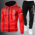 Men's Casual Zip Hooded Sweatshirt and Drawstring Pants Set