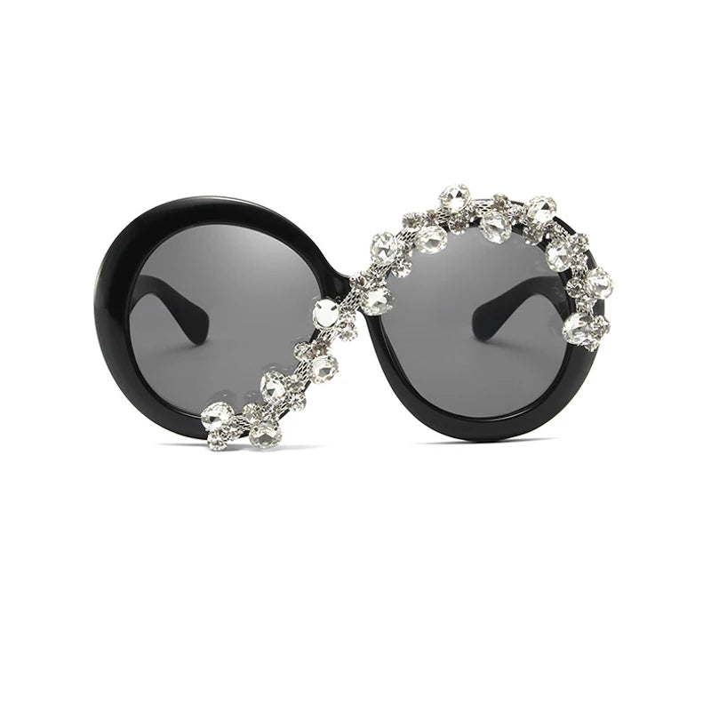 Women's Trendy Round Diamond Rhinestone Oversized Sunglasses