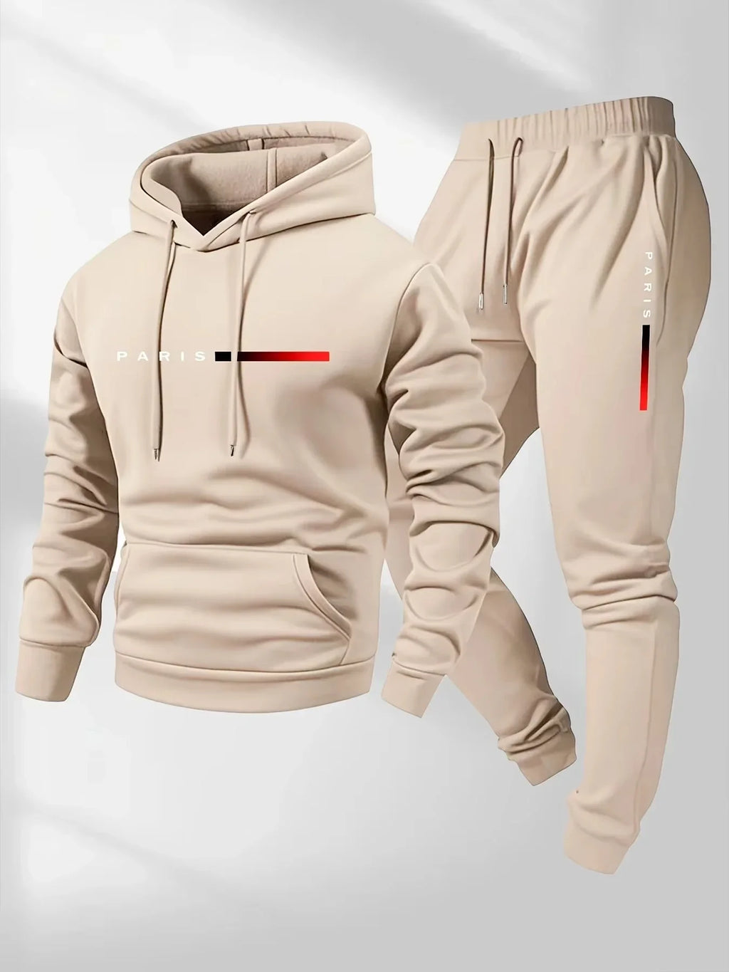 Men's Letter Print Fleece Hoodie Sweatshirt Pants Set