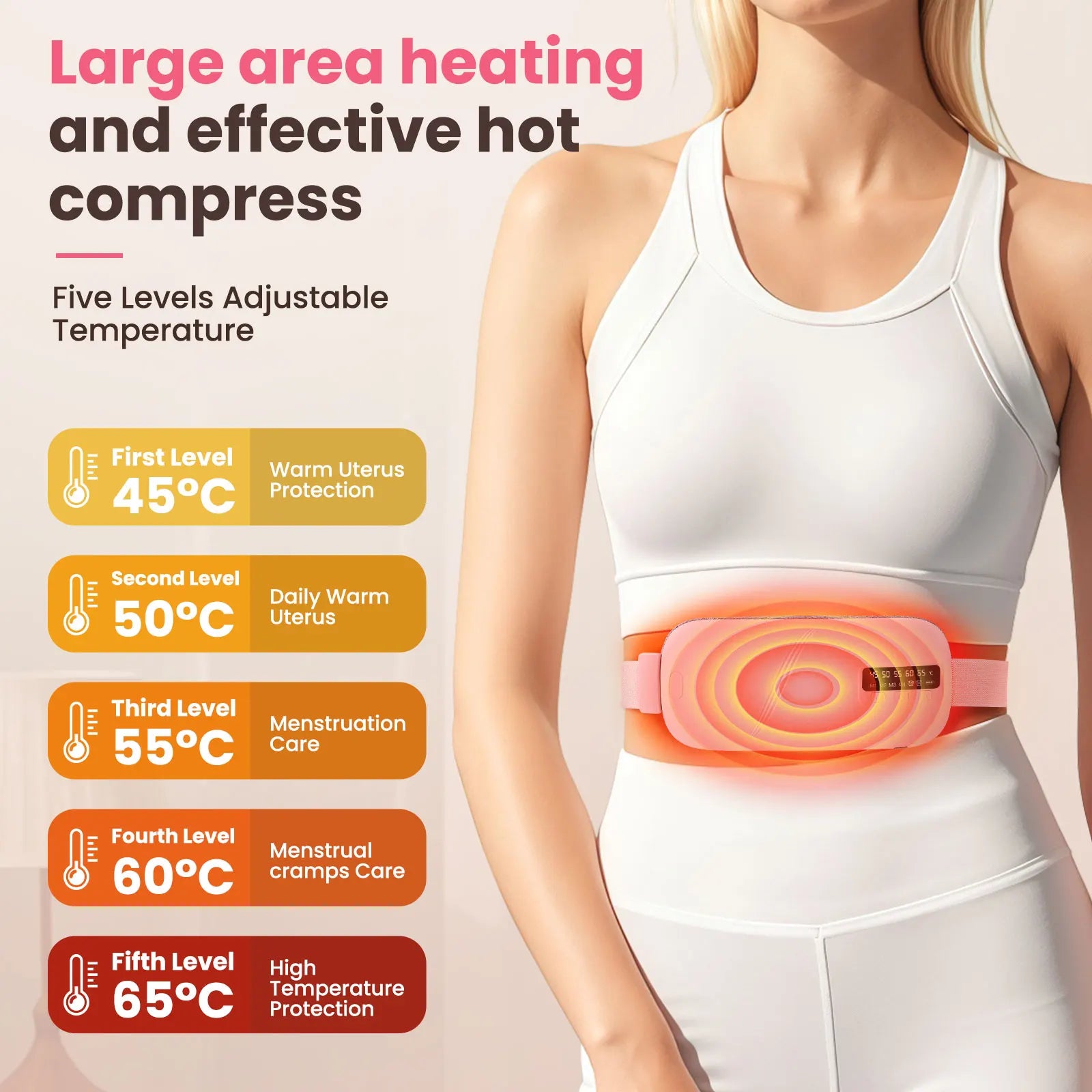 Menstrual Heating Pad with Vibration Massage and Smart Timer