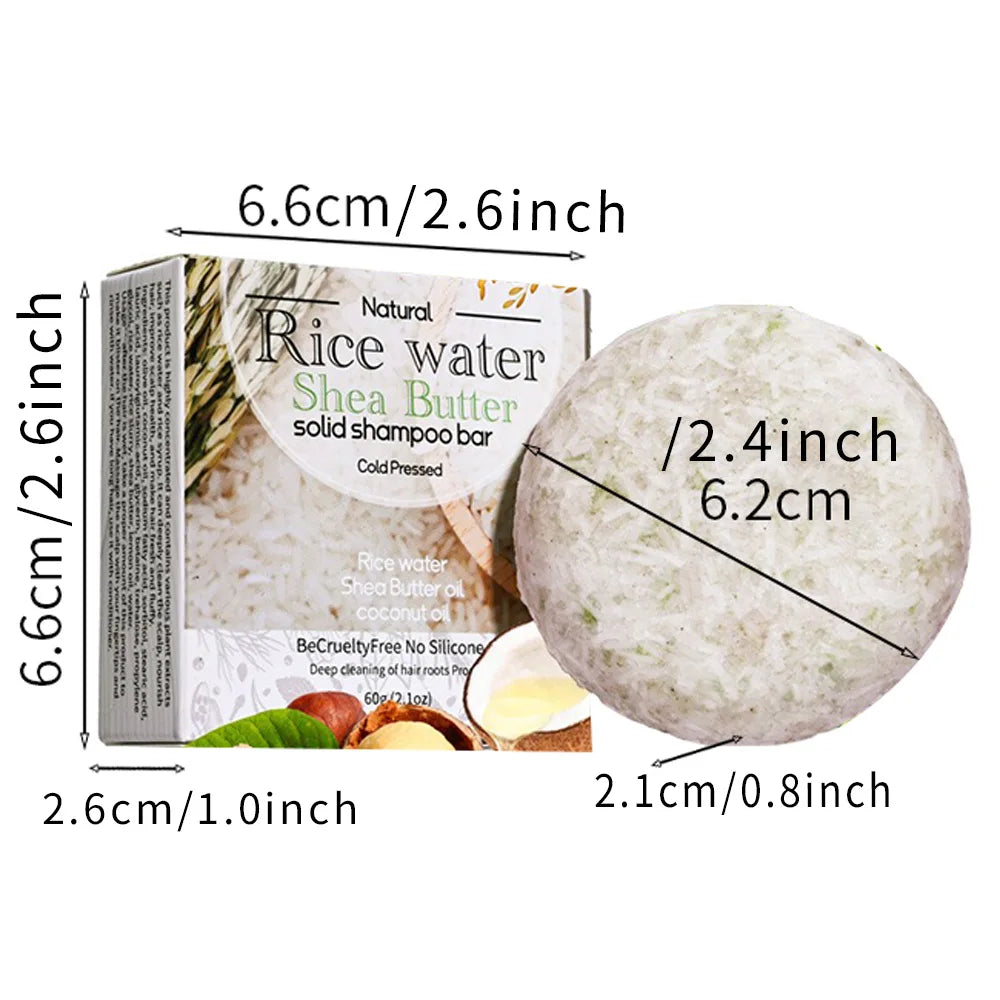 Natural Organic Solid Rice Shampoo Bar Soap 2.1 oz