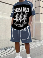 Men's 3D Print Round Neck T-Shirt and Shorts Set
