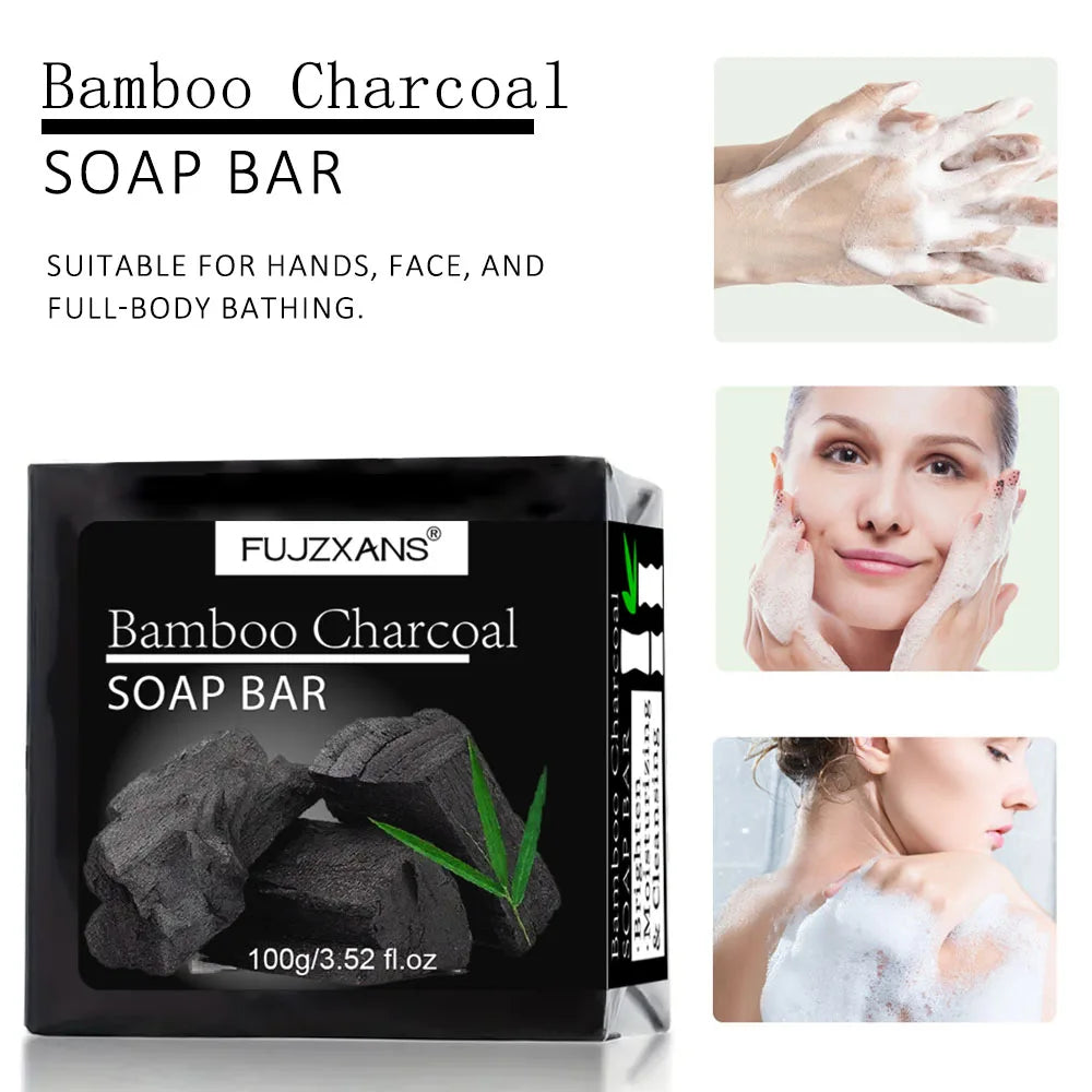 Women's Bamboo Charcoal Deep Cleansing Face Body Soap Bar 3.5 oz
