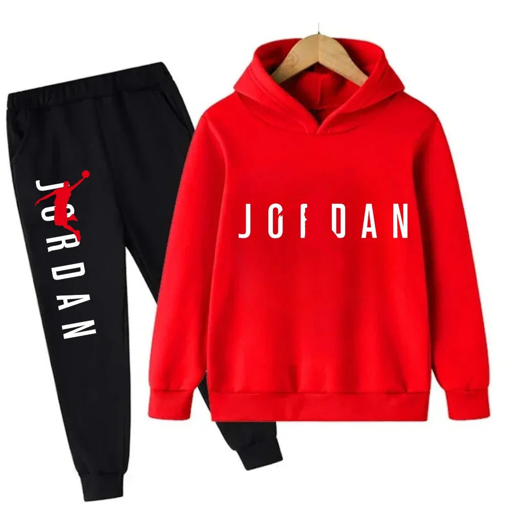 Kids' Slam Dunk Pattern Hoodie Pants Two-Piece Set