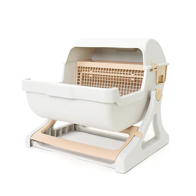 Semi-Automatic Self-Cleaning Cat Litter Box and Toilet Pan