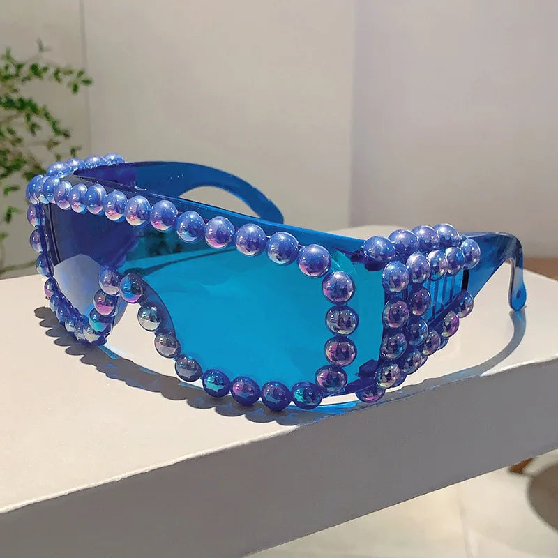 Oversized Square Pearl Sunglasses UV400 Women's Fashion Eyewear