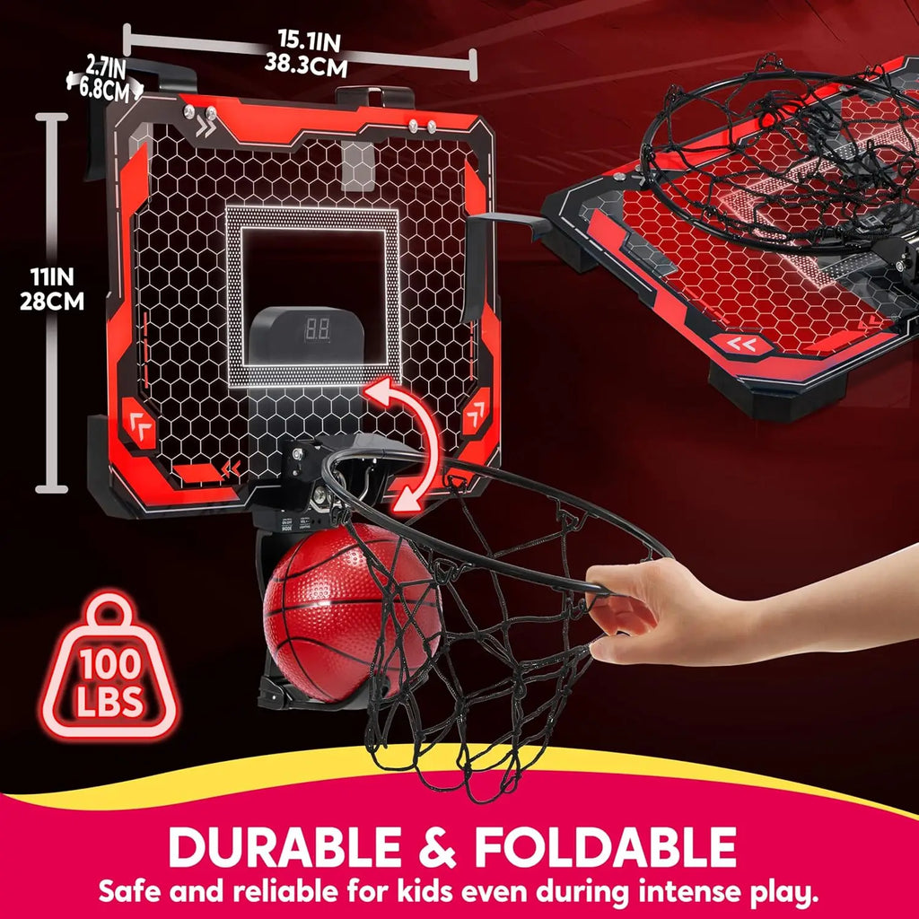 Kids Indoor Light Up Over the Door Basketball Hoop Set