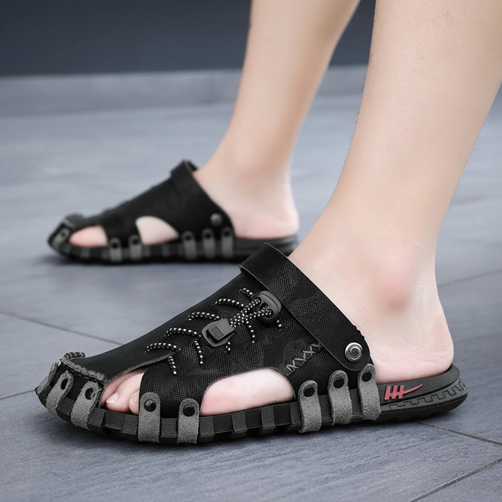 ADMAR Men's Leather Sandals Casual Slip-On Breathable Shoes