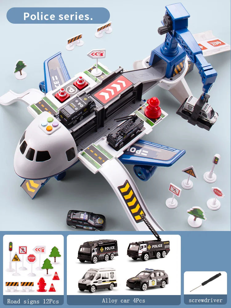 Kids' Airplane Track Toy Set with Lights and Sound