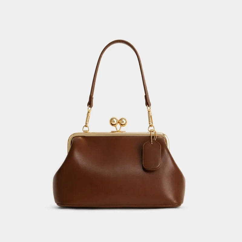 Women's Retro Kiss Lock Frame Shoulder Clutch Bag