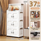 14.6in Foldable PP Plastic Storage Cabinet and Rolling Organizer