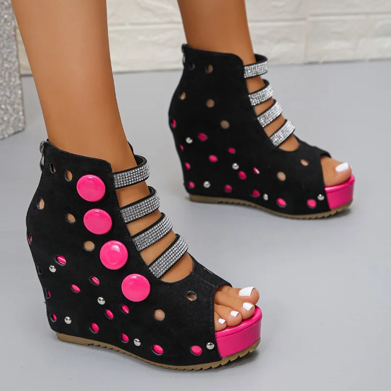 Women's Ultra High Heel Platform Wedge Sandals Open Toe