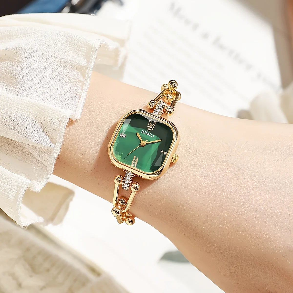 Square Women's Quartz Watch and Jewelry 6-Piece Set