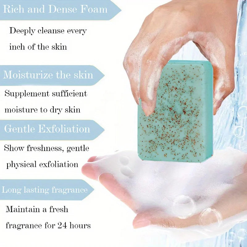 Unisex Seaweed Scrub Particle Moisturizing Bar Soap 3.5 oz