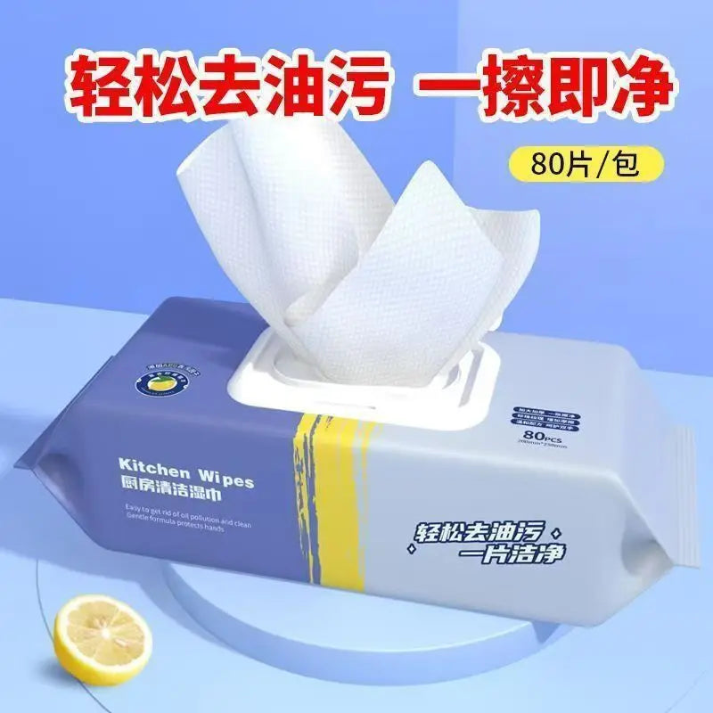 Kitchen Degreasing Cleaning Wipes and Oil Stain Remover Towels